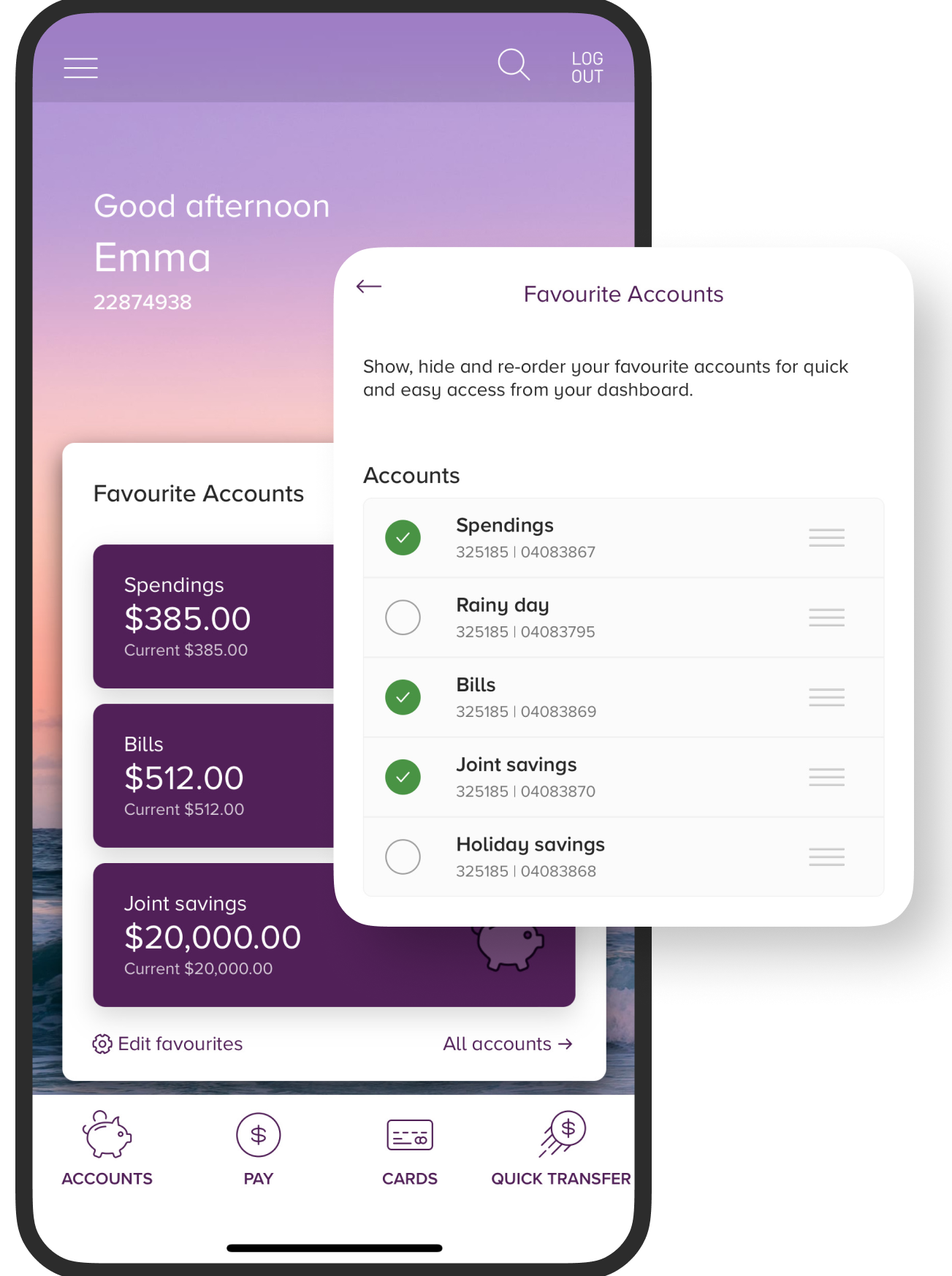 A simple, no frills interface for your everyday banking.